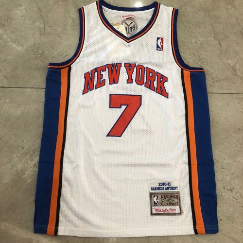 Mitchell&Ness 2010-11 New York Knicks 7 CARMELO ANTHONY White NBA Jersey Men's Basketball Shirt