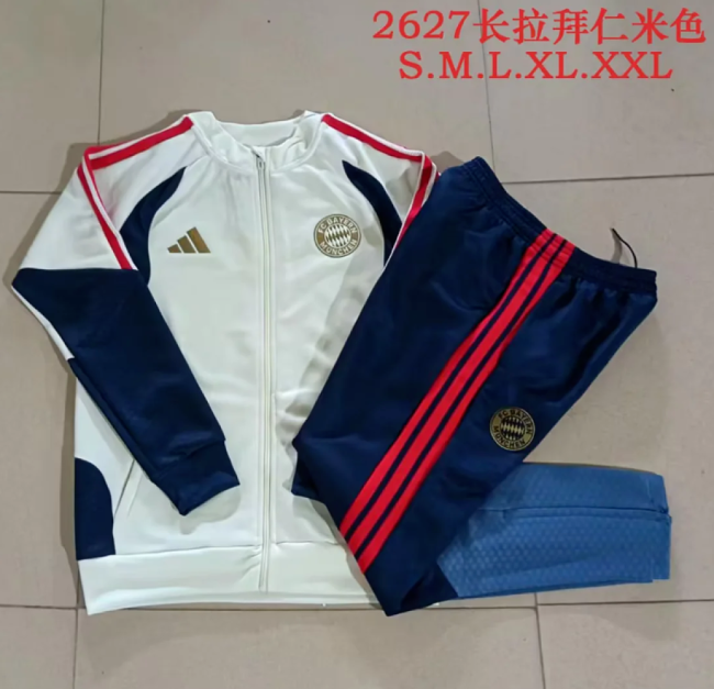 2026-2027 Bayern Munich Light Yellow Soccer Tracksuit Jacket Football Jacket and Pants