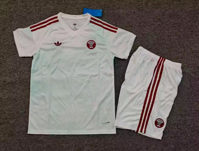 Youth Uniform Kids Kit 2026 Qatar Away Soccer Jersey Shorts Child Football Set