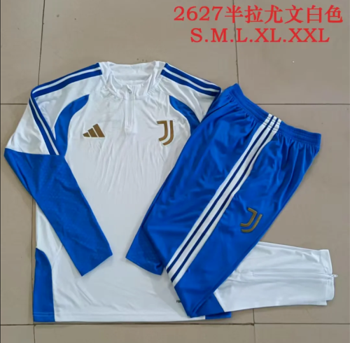 2026-2027 Juventus White/Blue Soccer Training Sweater Jacket Football Jacket and Pants