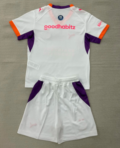 Youth Uniform Kids Kit 2026-2027 PSV Eindhoven Away White Soccer Jersey Shorts Child Football Set