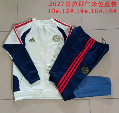 Youth 2026-2027 Bayern Munich Light Yellow Soccer Training Jacket and Pants Football Tracksuit