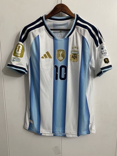 with FIFA World Champions 2022+Legacy+World Cup+Golden Ball Patch Fan Version 2026 Argentina MESSI 10 Home Soccer Jersey Football Shirt
