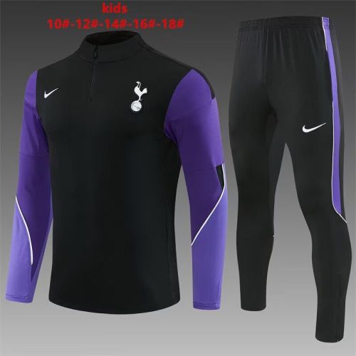 Youth 2026-2027 TOT Black/Purple Soccer Training Sweater and Pants Child Football Kit