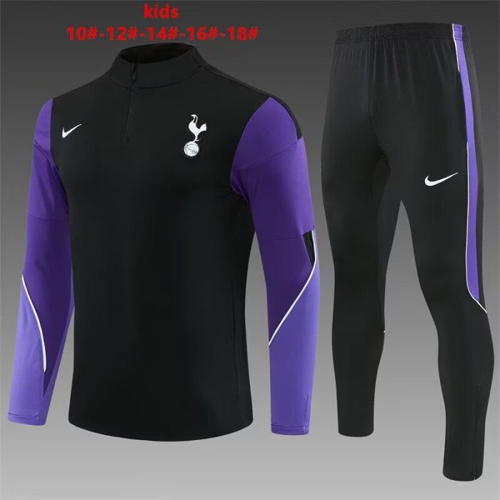 Youth 2026-2027 TOT Black/Purple Soccer Training Sweater and Pants Child Football Kit