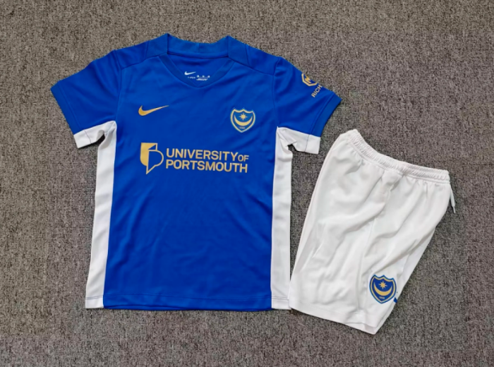 Youth Uniform Kids Kit 2026-2027 Portsmouth Home Soccer Jersey Shorts Child Football Set