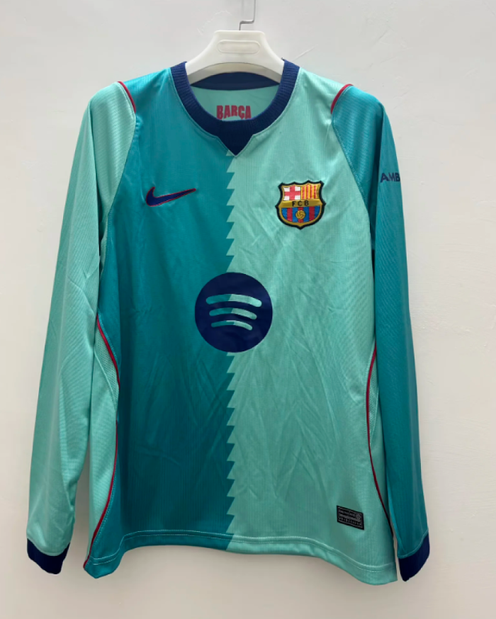 Long Sleeve Barca Camisetas de Futbol 2026-2027 Barcelona Third Away Green Soccer Jersey