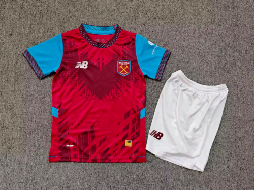 Youth Uniform Kids Kit 2026-2027 West Ham United Home Soccer Jersey Shorts Child Football Set