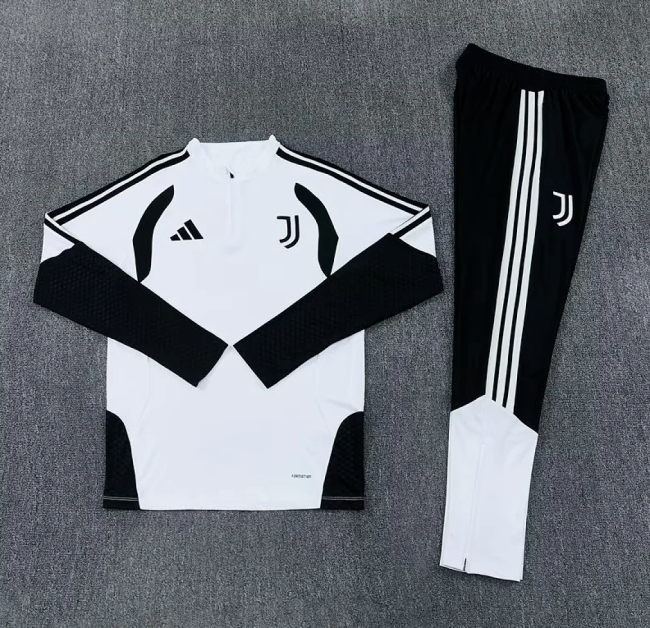 2026-2027 Juventus White/Black Soccer Training Sweater Jacket Football Jacket and Pants