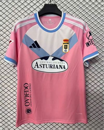 with LALIGA Patch Fan Version 2026-2027 Real Oviedo Third Away Pink Soccer Jersey Football Shirt