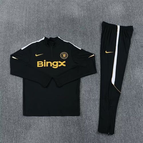 2026-2027 Chelsea Black/White Soccer Training Sweater Jacket Football Jacket and Pants