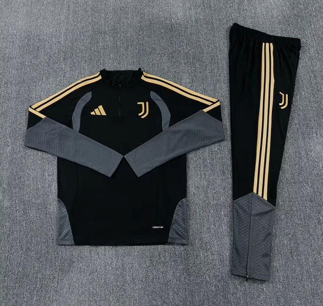 2026-2027 Juventus Black/Grey Soccer Training Sweater Jacket Football Jacket and Pants