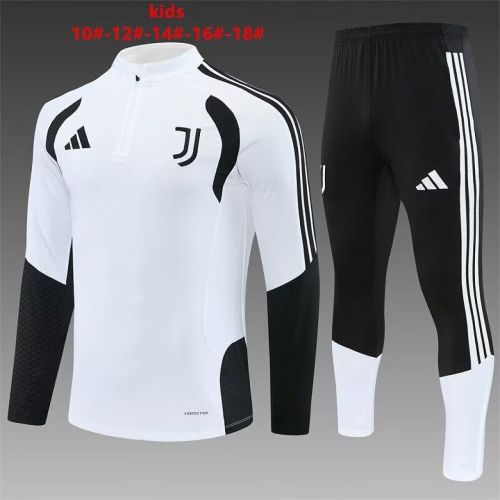 Youth 2026-2027 Juventus White/Black Soccer Training Sweater and Pants Child Football Kit