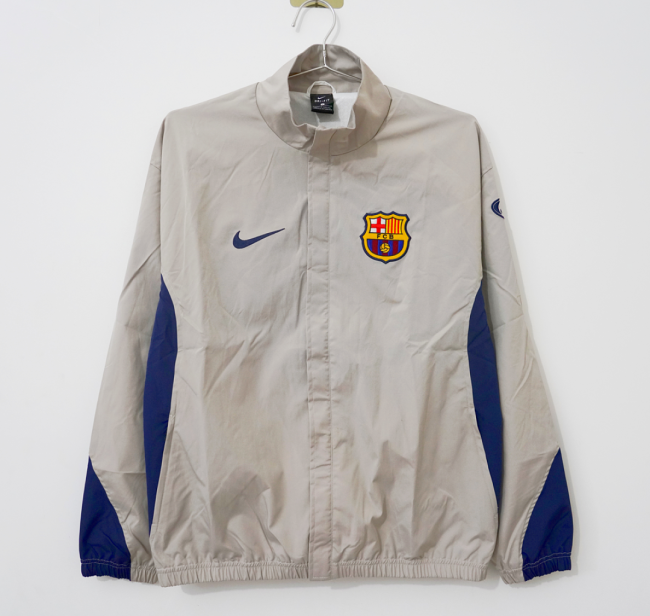 Retro Jacket 2003-2004 Barcelona Grey Soccer Windbreaker Jacket Football Jacket
