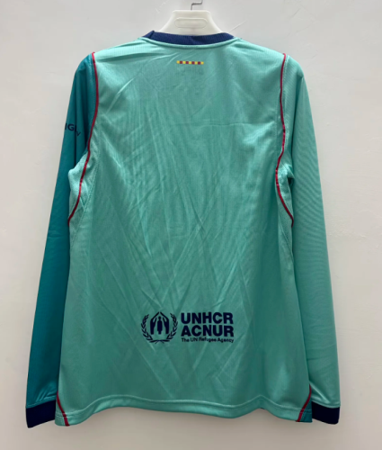 Long Sleeve Barca Camisetas de Futbol 2026-2027 Barcelona Third Away Green Soccer Jersey