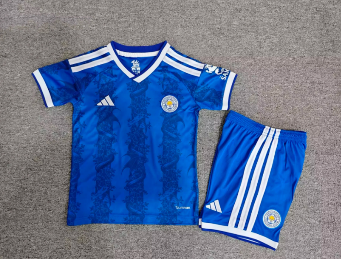 Youth Uniform Kids Kit 2026-2027 Leicester City Home Soccer Jersey Shorts Child Football Set