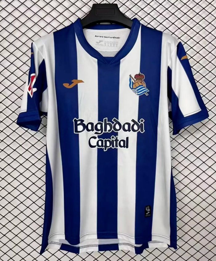 with Laliga Patch Fan Version 2026-2027 Real Sociedad Home Soccer Jersey Football Shirt