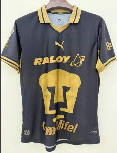 Fan Version 2026-2027 Pumas Away Black/Yellow Soccer Jersey Football Shirt