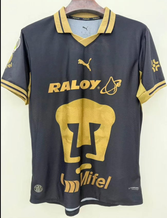 Fan Version 2026-2027 Pumas Away Black/Yellow Soccer Jersey Football Shirt