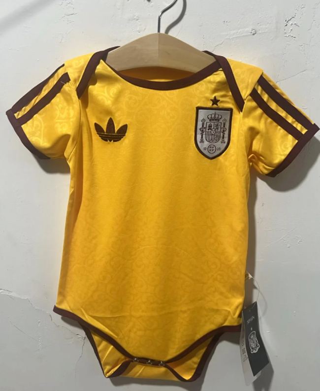 Baby Cloth 2026-2027 Spain Yellow Soccer Jersey Baby Onesies