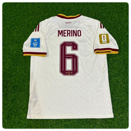 with FIFA World Cup Patch Fan Version 2026 Spain Mikel Merino 6 Away Soccer Jersey España Camisetas de Futbol