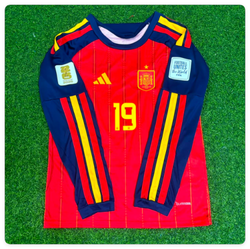 with FIFA World Cup Patch Long Sleeve Fan Version 2026 Spain Lamine Yamal 19 Home Soccer Jersey España Camisetas de Futbol
