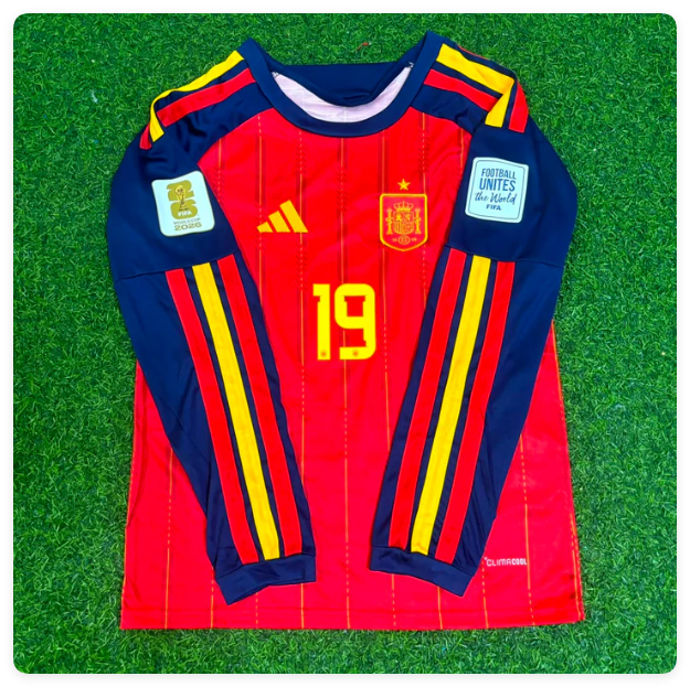 with FIFA World Cup Patch Long Sleeve Fan Version 2026 Spain Lamine Yamal 19 Home Soccer Jersey España Camisetas de Futbol