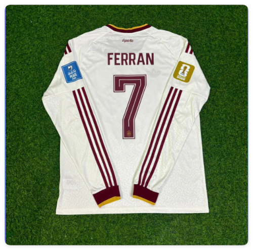 with FIFA World Cup Patch Long Sleeve Fan Version 2026 Spain Ferrán Torres 7 Away Soccer Jersey España Camisetas de Futbol