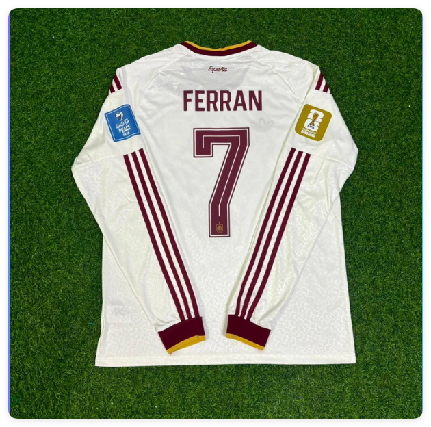 with FIFA World Cup Patch Long Sleeve Fan Version 2026 Spain Ferrán Torres 7 Away Soccer Jersey España Camisetas de Futbol