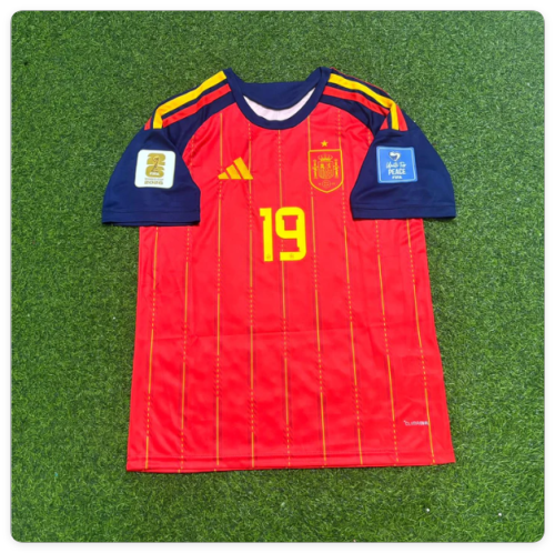 with FIFA World Cup Patch Fan Version 2026 Spain Lamine Yamal 19 Home Soccer Jersey España Camisetas de Futbol