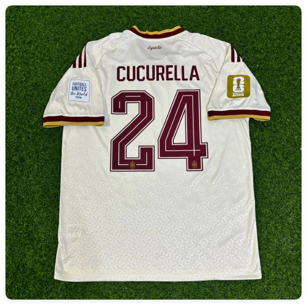 with FIFA World Cup Patch Fan Version 2026 Spain Marc Cucurella 24 Away Soccer Jersey España Camisetas de Futbol