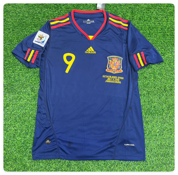 with Front Lettering+World Cup Patch Retro Jersey Spain 2010 Fernando Torres 9 Away Dark Blue Soccer Jersey