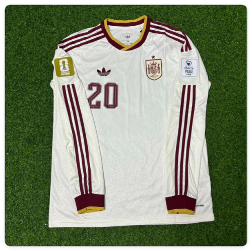 With FIFA World Cup Patch Long Sleeve Fan Version 2026 Spain Pedri 20 Away Soccer Jersey España Camisetas de Futbol
