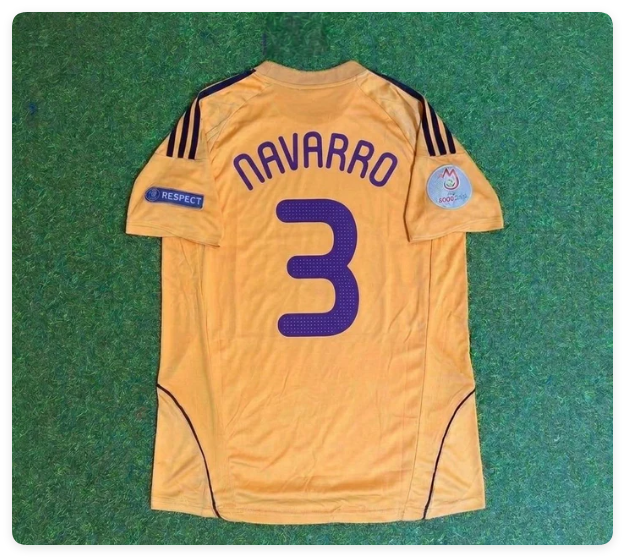 with Euro Patch Retro Jersey 2008 Spain Fernando Navarro 3 Away Golden Soccer Jersey Camiseta de España Football Shirt