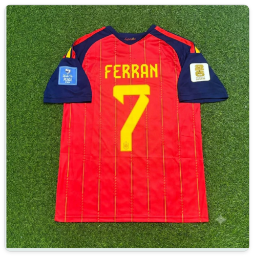 with FIFA World Cup Patch Player Version 2026 Spain Ferrán Torres 7 Home Soccer Jersey España Camisetas de Futbol