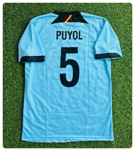 Retro Jersey Spain Euro 2012 Carles Puyol 5 Away Blue Soccer Jersey Vintage Camiseta de España Football Shirt