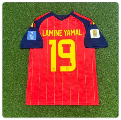 with FIFA World Cup Patch Fan Version 2026 Spain Lamine Yamal 19 Home Soccer Jersey España Camisetas de Futbol