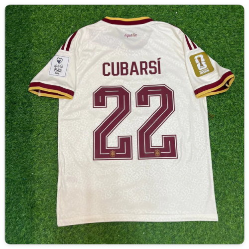 with FIFA World Cup Patch Fan Version 2026 Spain Pau Cubarsí 22 Away Soccer Jersey España Camisetas de Futbol