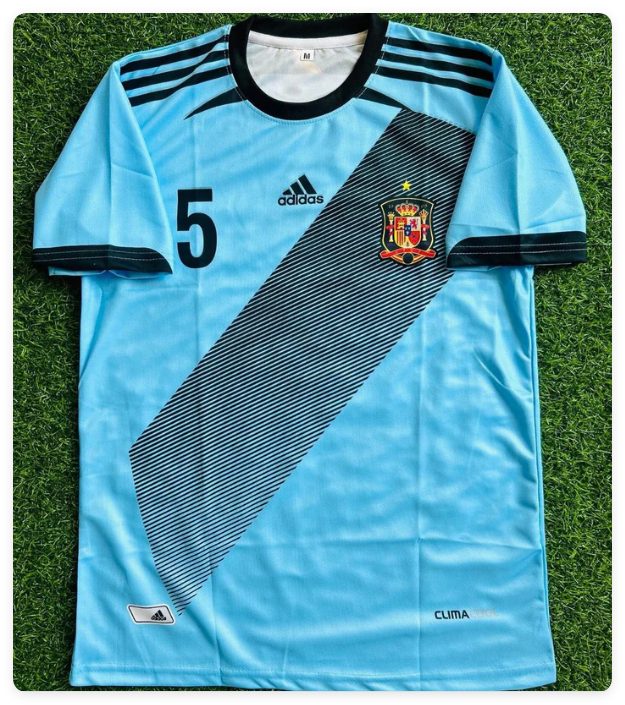 Retro Jersey Spain Euro 2012 Carles Puyol 5 Away Blue Soccer Jersey Vintage Camiseta de España Football Shirt