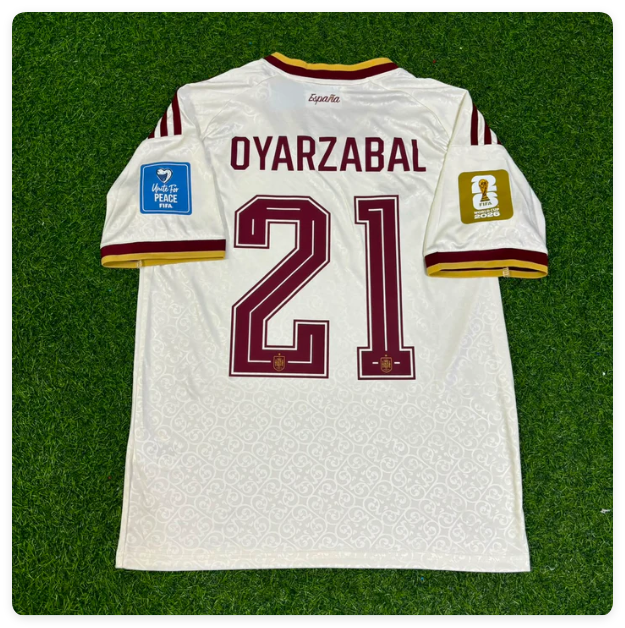 with FIFA World Cup Patch Fan Version 2026 Spain 21 Oyarzabal Away Soccer Jersey España Camisetas de Futbol
