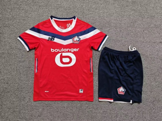 Youth Uniform Kids Kit 2026-2027 Lille Home Soccer Jersey Shorts Child Football Set