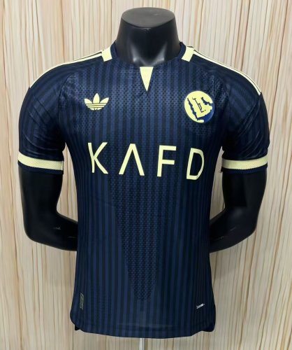 with Sponor Logo Player Version 2026-2027 Al Nassr Away Dark Blue Soccer Jersey Football Shirt
