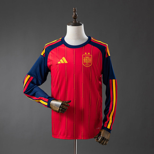 with 2 Stars Long Sleeve Fan Version 2026 Spain Home Soccer Jersey España Camisetas de Futbol