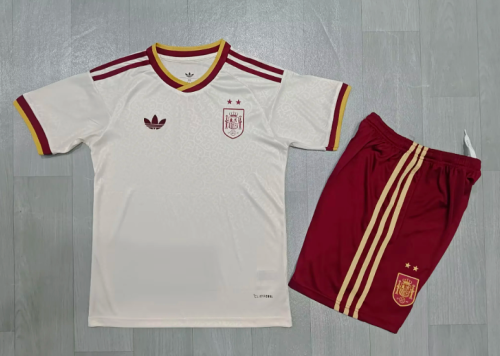 with 2 Stars Youth Uniform Kids Kit 2026 Spain Away Soccer Jersey Shorts Child Football Set