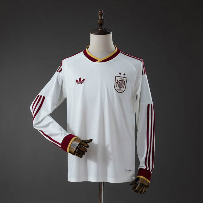 with 2 Stars Long Sleeve Fan Version 2026 Spain Away Soccer Jersey España Camisetas de Futbol