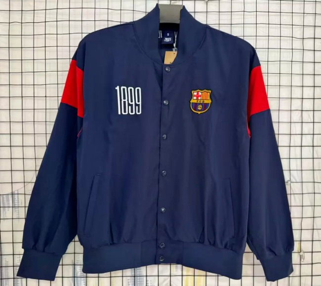 Retro Jacket Barcelona Dark Blue/Red Soccer Windbreaker Jacket Football Jacket