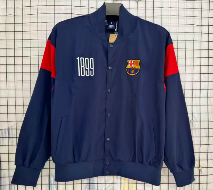 Retro Jacket Barcelona Dark Blue/Red Soccer Windbreaker Jacket Football Jacket
