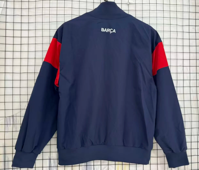 Retro Jacket Barcelona Dark Blue/Red Soccer Windbreaker Jacket Football Jacket