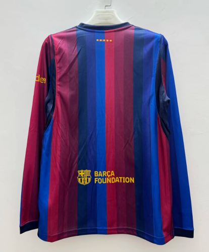 Long Sleeve Barca Camisetas de Futbol 2026-2027 Barcelona Home Soccer Jersey