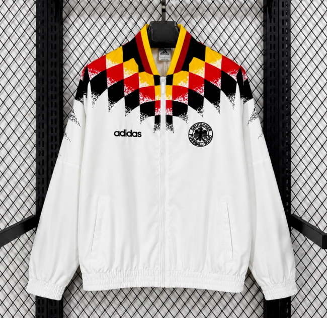 Retro Jacket 1994 Germany White Soccer Windbreaker Jacket Football Jacket